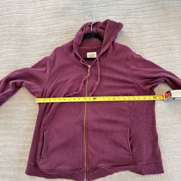🧥 UGG Full-Zip Hoodie in Heathered Burgundy — Women’s XL - Picture 6 of 7